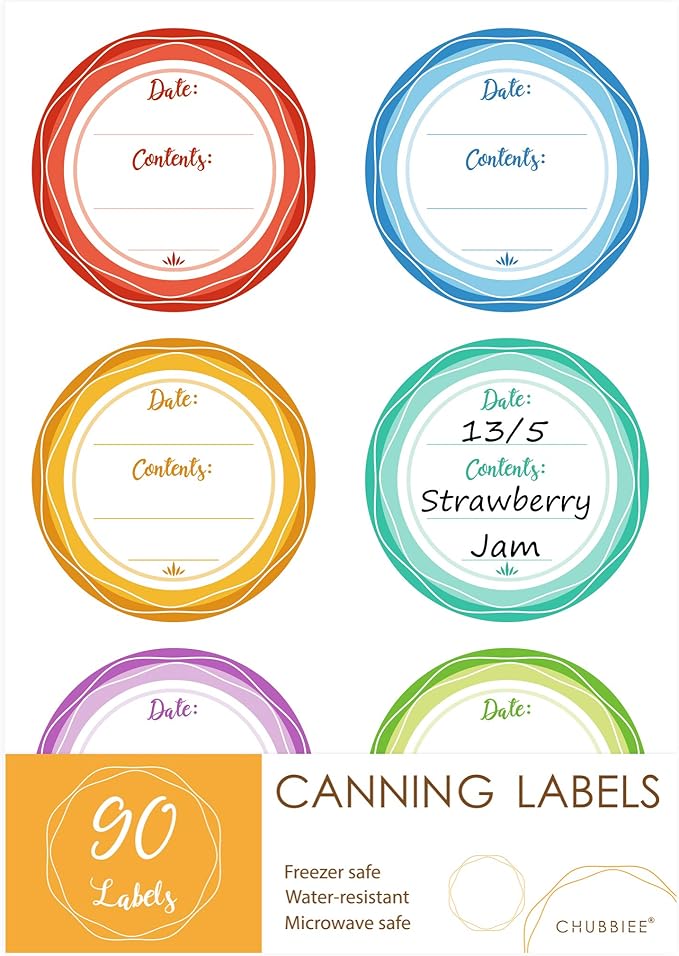 Mason Jar Lid Labels, Removable Canning Label, Waterproof Write-On Meal Prep Label for Food Container, Glass Bottle, Canned Jams, Preserve, Home & Kitchen Organization, 90 (Forest Streams)
