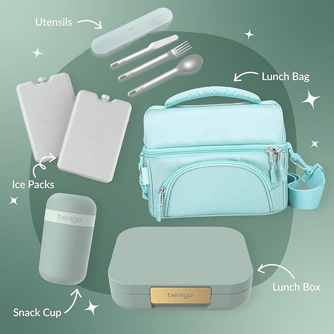 Bentgo Modern - Leak-Resistant Bento Lunch Box For Adults, Teens, & Larger Appetites; Reusable BPA-Free Meal Prep Container with 3 or 4 Compartments, Dishwasher/Microwave Safe; 44oz (Mint Green)