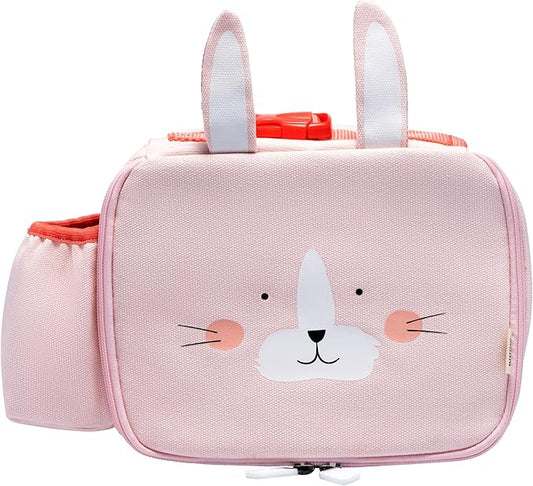 Toddler Lunch Bag for Girls and Boys, Lunch Box for Kids Ages 2–5, Fully Insulated with Padded Handle, Storage Pocket and Water Bottle Pocket, Lightweight, Easy to Clean, BPA-Free - Rabbit