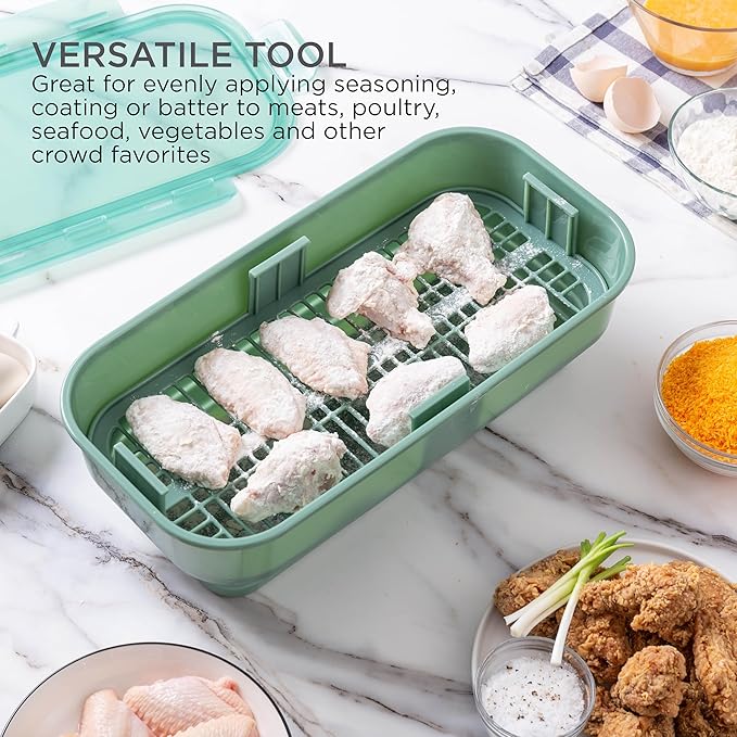 COOK WITH COLOR Collapsible Batter Bowl - Mess Free Breading Shaker Container - Great for Fried Fish, Fried Chicken, Onion Rings, Wings & More, Sage