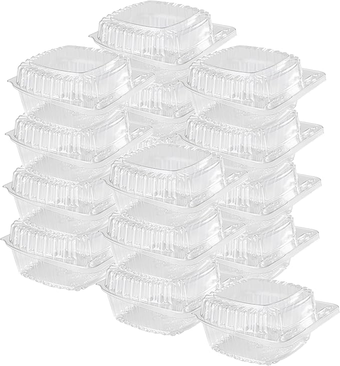 50-Pack Clear Plastic Food Containers Clamshell Take Out Containers Disposable ToGo Boxes for Food 4 x 4 inch, Snacks, and Meals