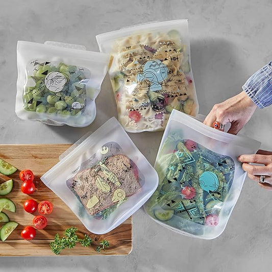 Pyrex Platinum Silicone 4-Pc Storage Set, 2 Reusable Sandwich Bags, 2 Reusable Half-Gallon Freezer Bags, Non-Toxic, BPA-Free, Airtight & Leak-Proof, Microwave, Freezer Safe, Star Wars