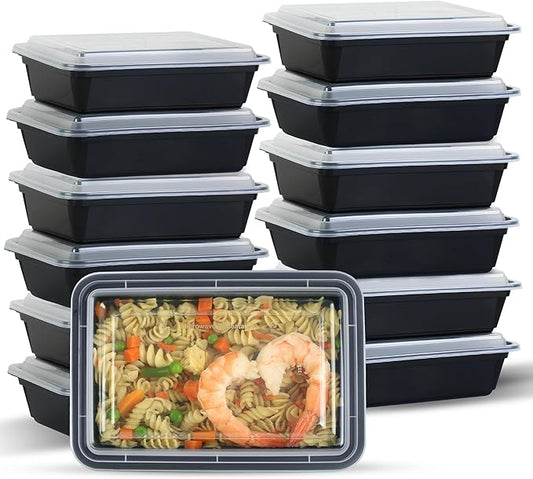 Meal Prep Containers 50 Pack - Food Storage Container with Lids, Resturaunt Take-Out Container, Durable & Airtight, Microwave & Freezer Safe for Freshness, Convenience & Organization (28oz -50 Pack)