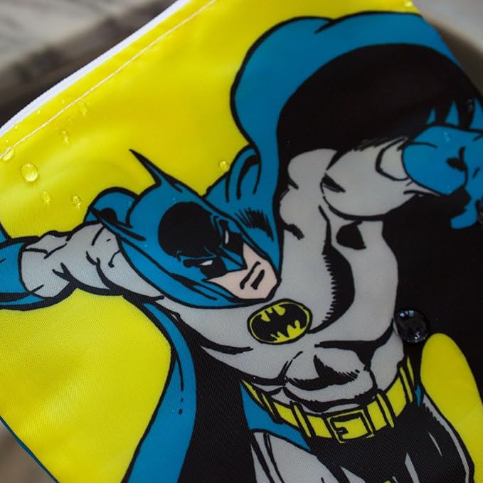 Bumkins Reusable Sandwich and Snack Bags, for Kids School Lunch and for Adults Portion, Washable Fabric, Waterproof Cloth Zip Bag, Travel Pouch, Food-Safe, 3-pk Batman DC Comics