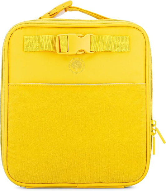 Parker Kids Insulated Waterproof Lunch Box for Children - Customizable Lunch Bag with Durable Hook and Loop Patches, Easy-Open Zippers, Water Bottle Buckle - Canary