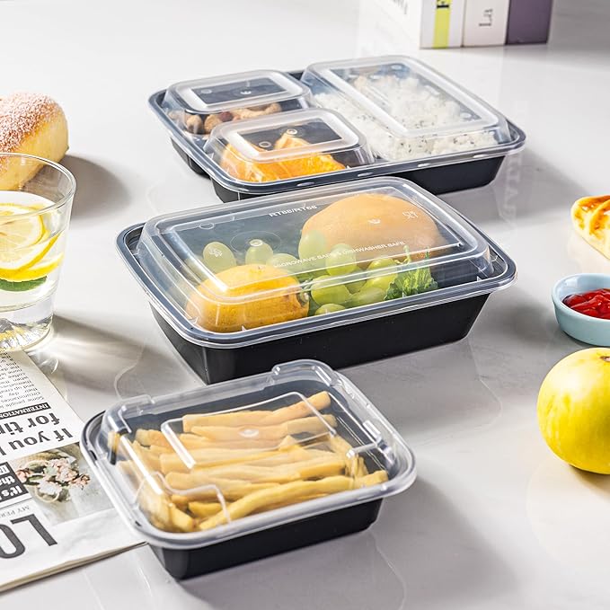 Microwave Safe Meal Prep Containers with Lids 38 oz - 150 Pack Plastic Food Storage Bowls for Lunch, Takeout, and Restaurant-Style Dining - Perfect for To-Go Meals, Salads, and Healthy Eating at Home