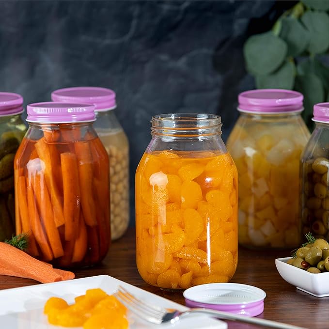 12 Pack of 32oz Regular Mouth Jelly Jam Glass Mason Jars and Metal Airtight Lids for Pickling, Fermenting, Canning and Storing. Containers for Pickles, Kombucha, Preserves, Sauces, Kefir, Fruits