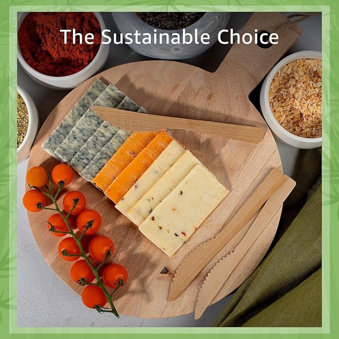 100% Bamboo Knives Set - Biodegradable Cutlery Sets (2400 Eco Friendly Knives) | Bamboo Silverware Disposable or Reusable | Compostable FSC Certified Flatware for Weddings, Camping & Parties