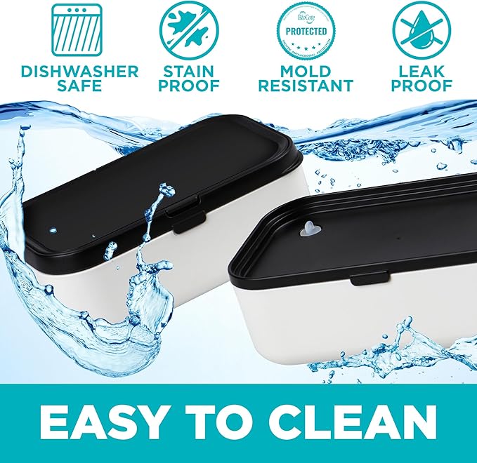 Double Premium Bento Box Adult, 67 fl oz BPA-Free - Cream' Stackable Lunch Box with Leak-Proof Lids & Dividers, Perfect for Meal Prep, Lunches & Portion Control