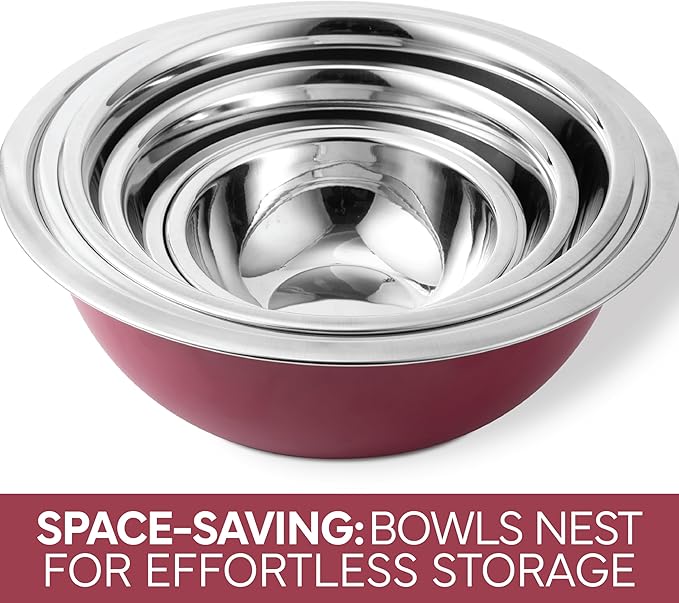 COOK WITH COLOR Stainless Steel Mixing Bowls Set - Nesting Bowls, 14 Pieces, Rose