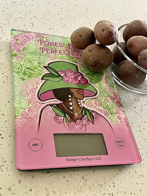 Digital Kitchen Scale for African American Women, in Grams, Ounces, Milliliters & Pounds, LCD Display, for Meal Prep, Cooking and Baking