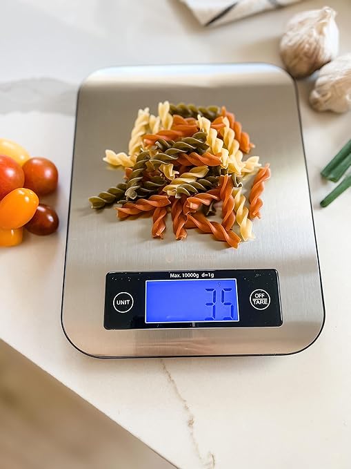 Zassenhaus Pure Digital Kitchen Scale, 9.3" x 6.9", Stainless Steel - Digital Food Scales Kitchen - Kitchen Scales Digital Weight - Espresso Scale - Weight Scale Food