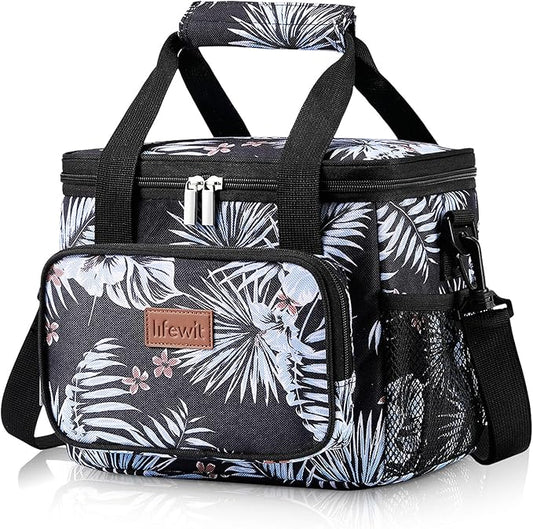 Lifewit Large Lunch Bag Insulated Lunch Box Soft Cooler Cooling Tote for Adult Men Women, Flower 12-Can (9L)
