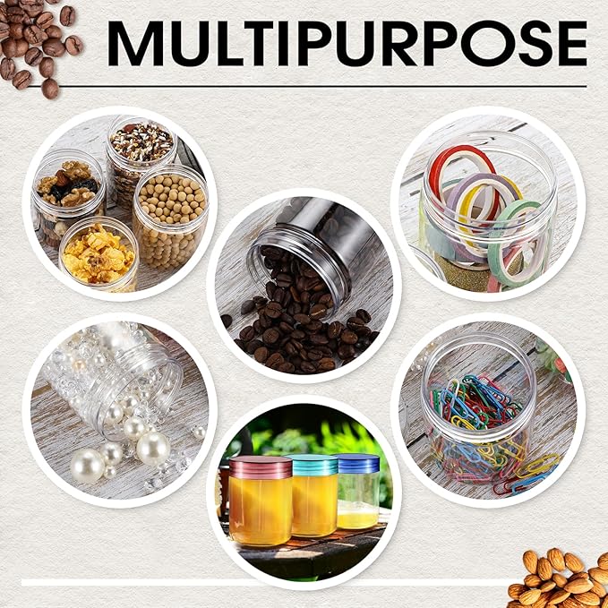 120 Pcs 8 oz Plastic Jars with Lids Clear Round Leakproof Storage Containers Empty Refillable Plastic Jars for Travel Storage Face Creams Kitchen Household Food Spice (Soft Color)