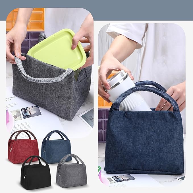 Chunful 12 Pcs Lunch Bags Bulk Insulated Reusable Lunch Bags Pouch with Aluminum for Women Adult School Office Work Employees