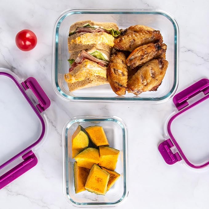 C CREST 12 Piece Meal Prep Glass Containers Set with Lids, Ideal for Food Storage and Freshness, Assorted Sizes and Shapes for Ultimate Organization