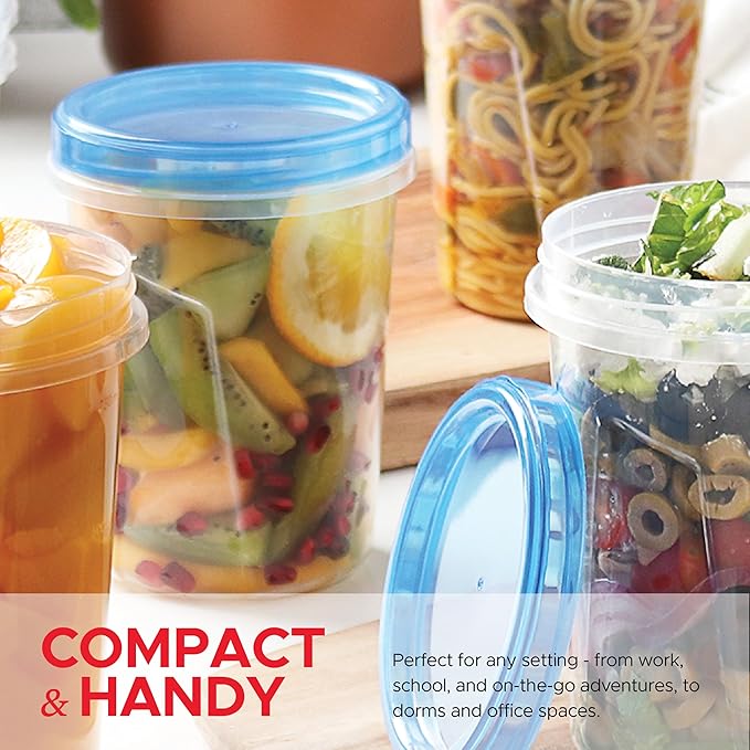 12 Pack Leakproof Freezer Containers for Food with Twist Top Lids - 32 Oz BPA Free Reusable Plastic Soup Containers with Screw On Lids - Ideal for Meal Prep, Leftovers & Pantry Organization