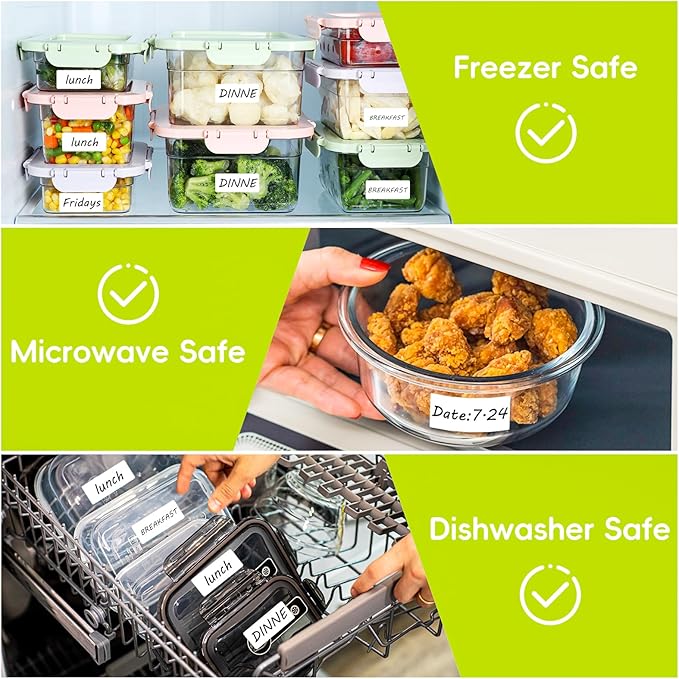 600 Blank Removable Freezer Labels with Perforation Line for Easy Distribution and Use. Waterproof and Oil-Resistant, Suitable for Food Containers, Jars, and Kitchen Organization.(1 "x 2")