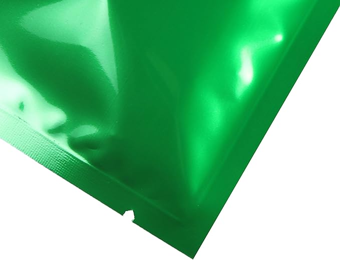 QQ Studio 100 PCS Metallic Mylar Foil Open Top Sealable Bags (9x13cm(3.5x5.1"), 100x Dark Green)