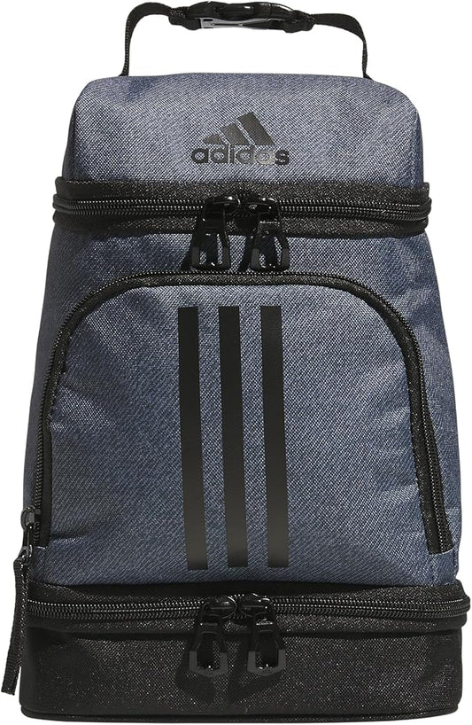 adidas Excel Lunch Bag, Cooler with Zipper, Pocket for Ice Pack, and Clip, Temperature Control Insulation, Twill Onix Grey/Black, One Size