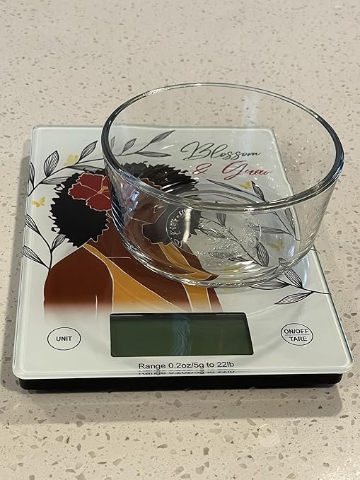 Digital Kitchen Scale for African American Women, in Grams, Ounces, Milliliters & Pounds, LCD Display, for Meal Prep, Cooking and Baking