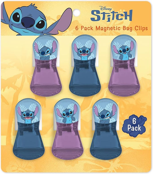 Disney Magnetic Chip Clips – Set of 6 Bag Clips for Food Storage - Mickey, Minnie, Lilo & Stitch, Winnie The Pooh – Durable Airtight Bag Chip Clips for Pantry & Fridge Use