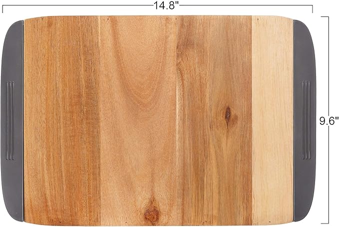 Glad Acacia Wood Cutting Board with Slide Out Trays | Catches Food and Waste | Solid Wooden Butcher Block with Removable Drawers | Kitchen Cooking Supplies, Brown, Black