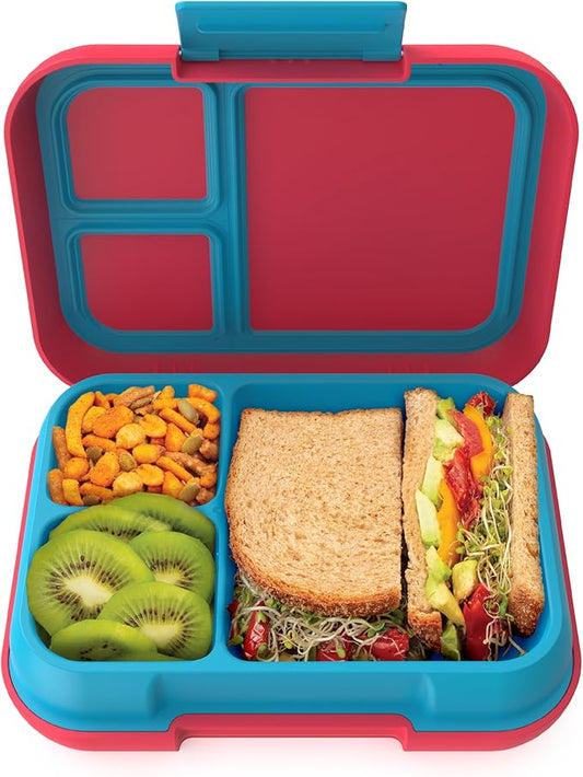 Bentgo Pop - Leak-Proof Lunch Box & Removable Divider for Ages 8+ & Teens - Lunch Container Holds 5 Cups of Food; 3-4 Compartments; Microwave/Dishwasher Safe; 2 Year Warranty (Flame Red/Turquoise)