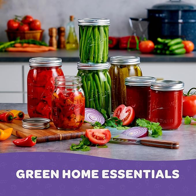 SEWANTA Wide Mouth Mason Jars 16 oz [18 Pack] With Mason Jar Lids and Bands, Mason Jars 16 oz - For Canning, Fermenting, Pickling - Jar Décor - Microwave/Freeze/Dishwasher Safe.