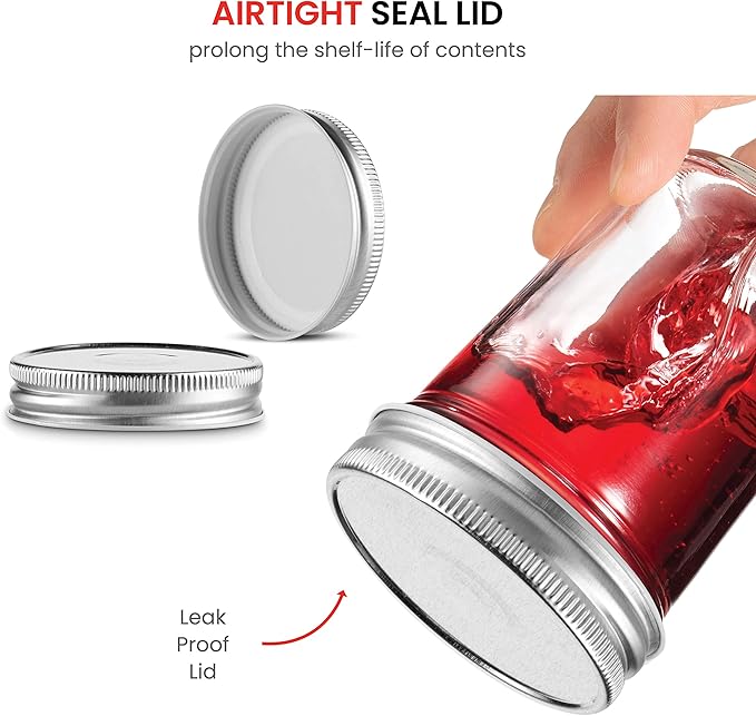 Paksh Novelty - Food Storage Container - Glass Jars with Silver Metal Airtight Lids for Meal Prep, (10 Pack) (8 Ounce)