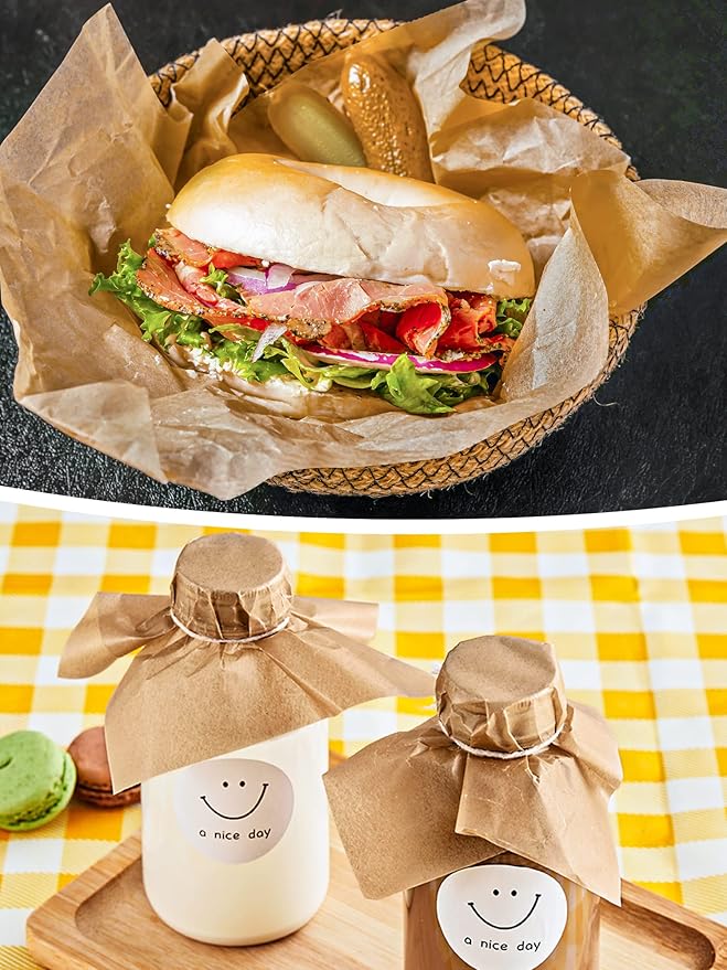 SMARTAKE 12 x 12 Inches Wax Paper for Food, 500 Pcs Non-Stick Hamburger Patty Paper, Square Sandwich Separators Wrapping Paper, for Lunch, Restaurants, Barbecues, Picnics, Parties, Unbleached