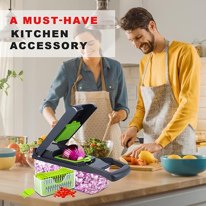 18 in 1 Ultimate Vegetable Chopper – Multi-Function Vegetable Slicer for Slice, Dice, Chop, Grate and Spiralize - Hand Kitchen Slicer for Food and Salad - Time-Saving Kitchen Essential