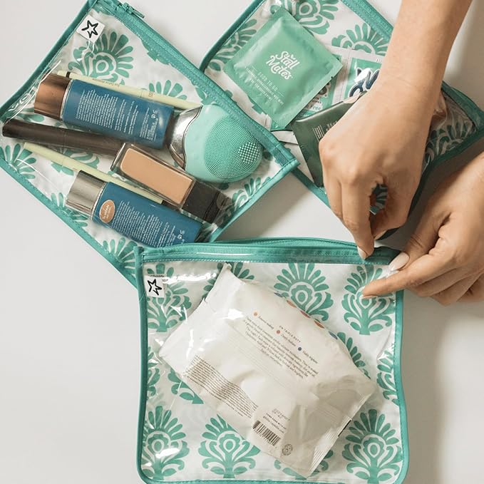 Tiny Twinkle Mess-Proof Travel Bags | TSA Airline Compliant, Zipper Closure, Clear Front Pouch, Diaper Bag Packing, Toiletry or Makeup Cosmetics Organizer