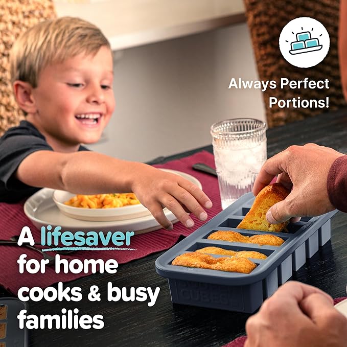 Souper Cubes Silicone Freezer Molds Gift Set with 2 Tbsp, 1/2, 1, and 2 Cup Silicone Freezer Trays With Lids - Meal Prep and Kitchen Essentials Bundle - Charcoal