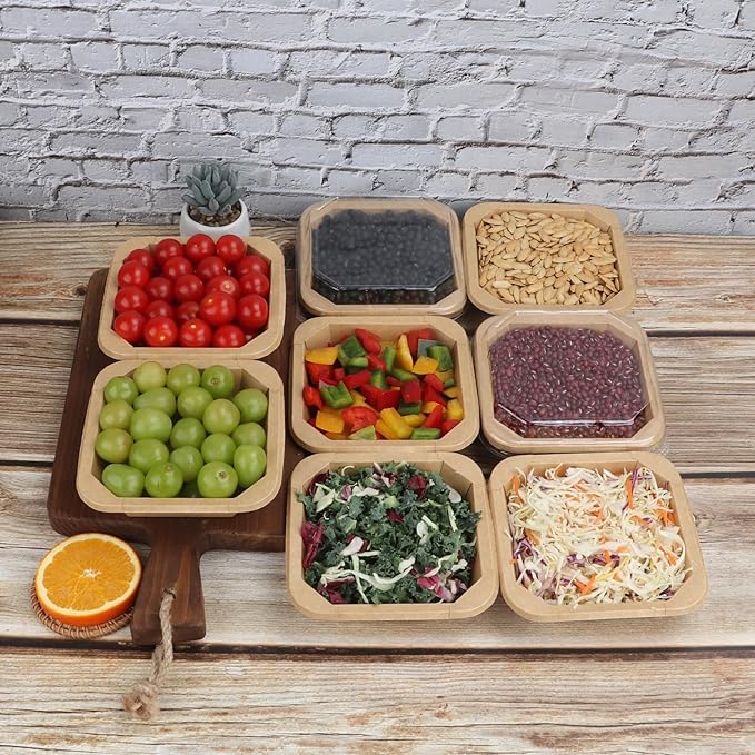 14OZ Disposable Kraft paper bowls with lids,Food containers Soup Bowls Party Supplies Treat Bowls 50 PACK