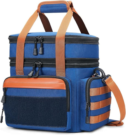 Tactical Lunch Box for Men, Insulated Lunch Bag Adult, Thermal Lunchbox Leakproof Waterproof Cooler Bag, Large Lunch Pail for Work Office Camping Travel (Blue)