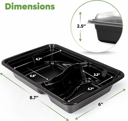 Comfy Package [28 oz - 50 Count 2 Compartment Meal Prep Containers Reusable - Microwaveable, Dishwasher and Freezer Safe, BPA-Free, Portion Control and Convenience Food Storage with Lids, Stackable