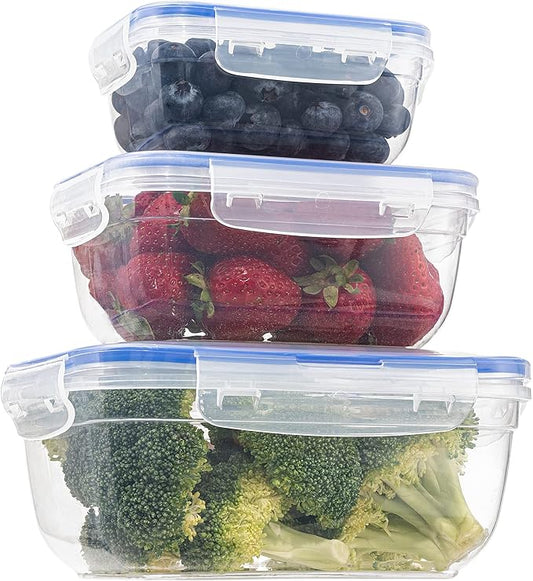 Superio Plastic Food Storage Container Set, BPA Free, Sealed Containers with Airtight Lids for Pnatry, Cupboard, and Fridge- Microwave and Dishwasher Safe (10) (3_Pack)