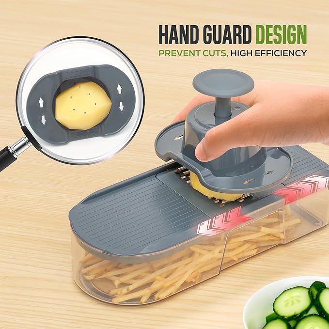 Heavy Duty 6-in-1 Vegetable Chopper & Mandoline Slicer | 6-Blade Onion Dicer Cutter with Storage Container | Kitchen Prep Tool for Meal Planning & Cooking