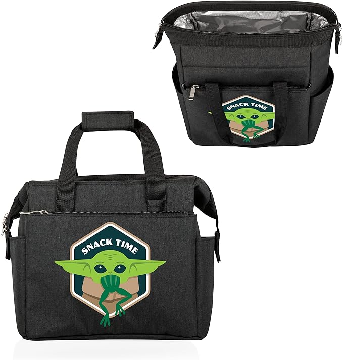 PICNIC TIME Star Wars Mandalorian Grogu On The Go Lunch Bag, Soft Cooler Lunch Box, Insulated Lunch Bag, (Black)