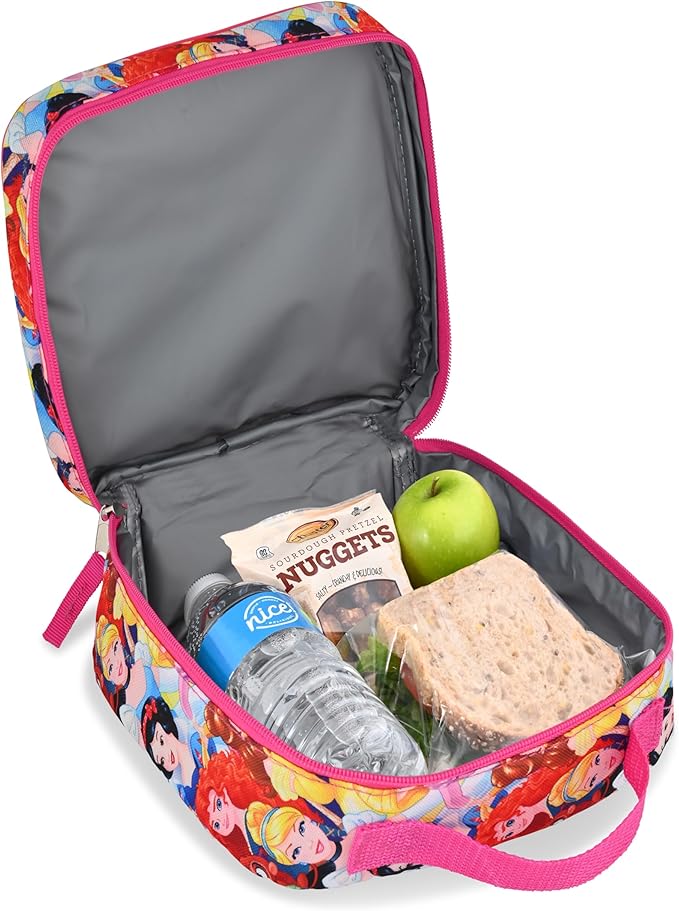 Disney Princess Lunch Box for Kids | Insulated Lunch Bag Lunch Box for Girls, Boys, Unisex, Toddlers| Disney Princess Multicolor Reusable Lunchbox