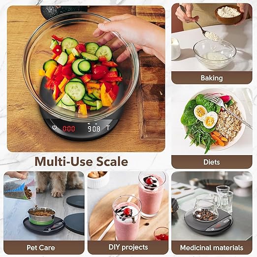 Espresso Coffee Scale with Timer – Mini Digital Coffee Scale 2Kg/0.1g Accuracy Pour Over for Kitchen Food Measuring Baking with Features One-Key Peeling and Automatic Sleep Function(Black)