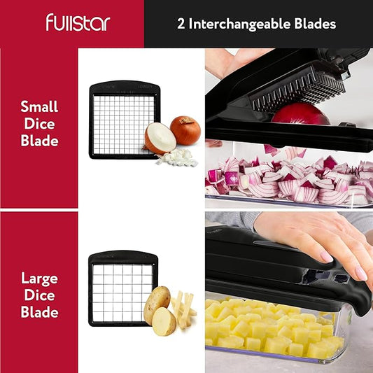 Fullstar Vegetable Chopper and Spiralizer - Food Chopper with Container, Fruit Slicer, Kitchen Gadgets & Accessories, Home Essentials (2 in 1, Black)
