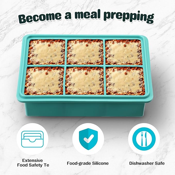 4 Pack Silicone Freezer Molds Gift Set Silicone Freezer Tray with Lid Large Ice Cube Tray Food Container for Meal Prepping,Storing Lasagna,Leftovers,Sauces,Portioned Meals