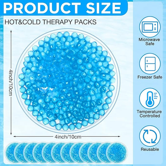 TrelaCo 60 Pcs Small Round Gel Ice Packs Reusable Cold Boo Boo Ice Packs, Cold Hot Compress for Pain Relief, Injuries, Wisdom Teeth, Breastfeeding, Tired Eyes, Face, Neck, Headaches