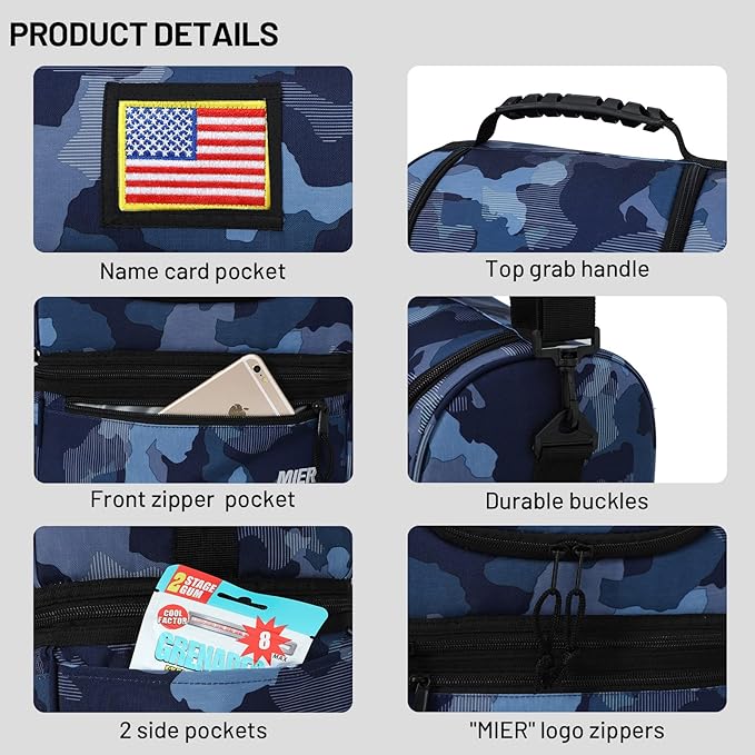 MIER Adult Lunch Box Insulated Lunch Bag Large Cooler Tote Bag for Women, Double Deck Cooler, Camouflage (Large)