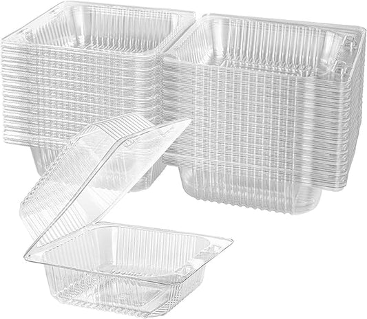 Axe Sickle 400 Count Clear Plastic Hinged Take Out Containers Clamshell Takeout Tray Food Clamshell Containers Outside Diameter 5.3 x 4.7 inch for Dessert, Snacksetc, Cakes Slice, Cookies, Salads