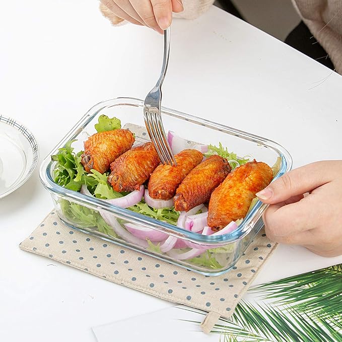 C CREST Glass Meal Prep Containers, [10 Pack] Glass Food Storage Containers with Lids, Airtight Glass Bento Boxes, BPA Free & Leak Proof (10 Lids & 10 Containers)