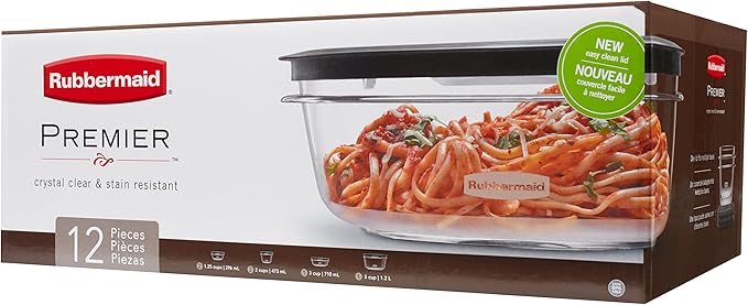 Rubbermaid Premier Easy Find Lids Meal Prep and Food Storage Containers, Set of 6 (12 Pieces Total), Grey |BPA-Free & Stain Resistant