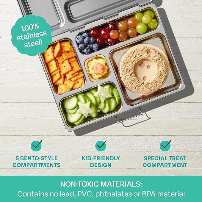 PlanetBox Classic Stainless Steel Bento Lunch Box for adults and kids